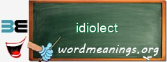 WordMeaning blackboard for idiolect